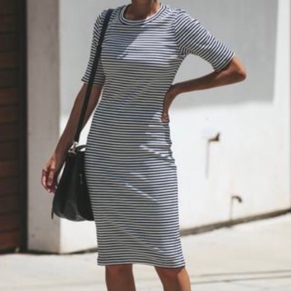 Vici ribbed striped midi bodycon dress